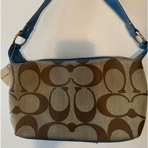 Tan and Blue COACH bag for women